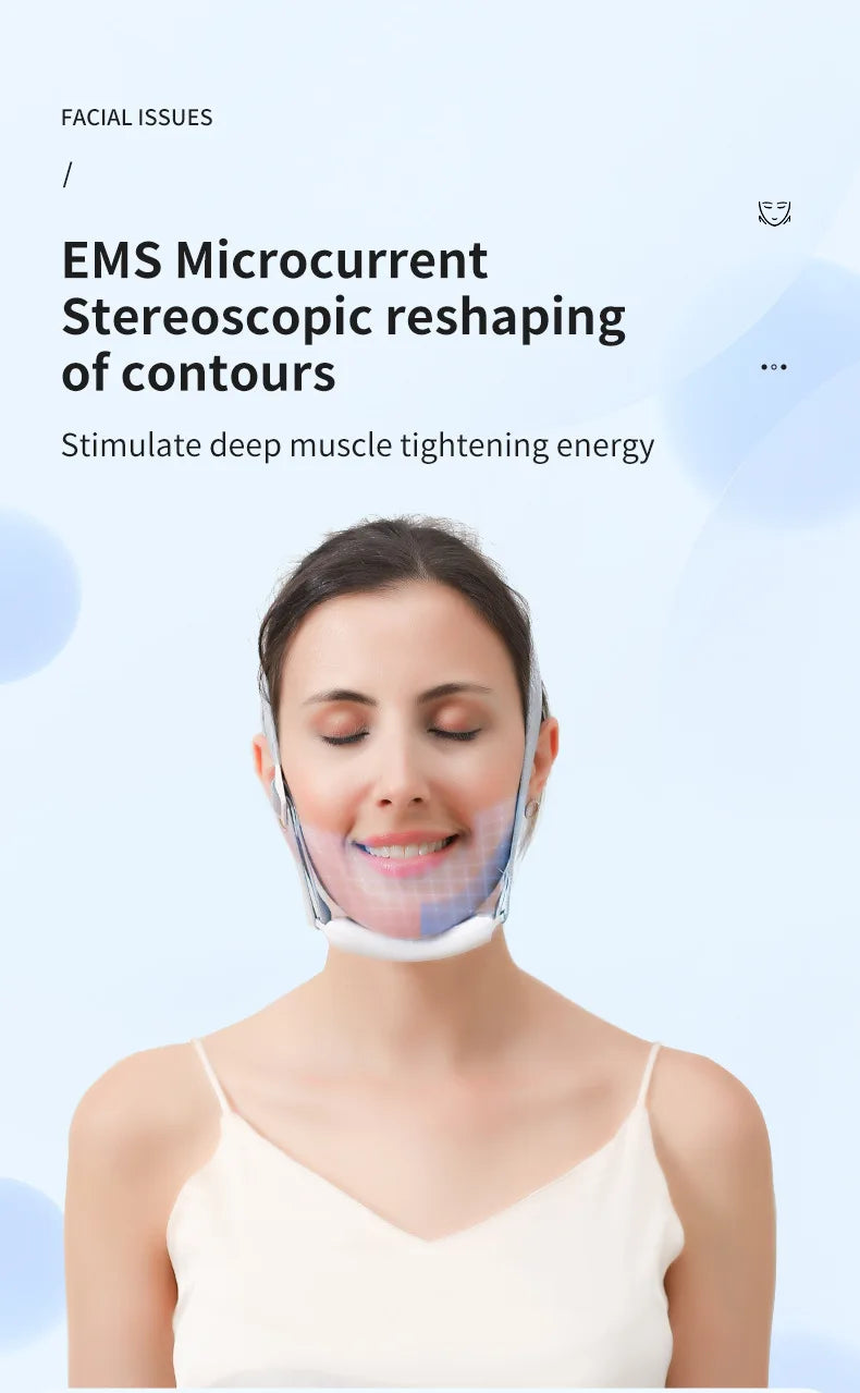 Removedor de queixo duplo, vibração, queixo para cima, massageador facial em V, levantador facial EMS, dispositivo de beleza, cinto modelador de lifting facial em V