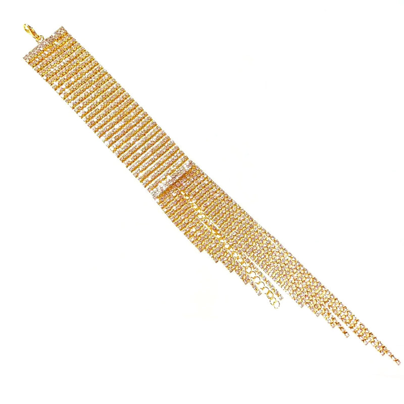 Fashion Long Tassel Rhinestone Bracelet Hand Jewelry for Women Bridal Crystal Statement Bracelets Wedding Jewellery