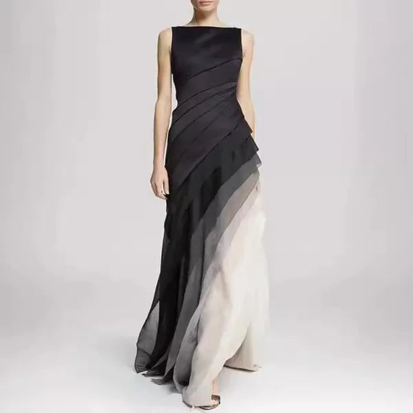 2025 Gauze Skirt Dress Solid Color Black Temperament Dress Skirt European and American