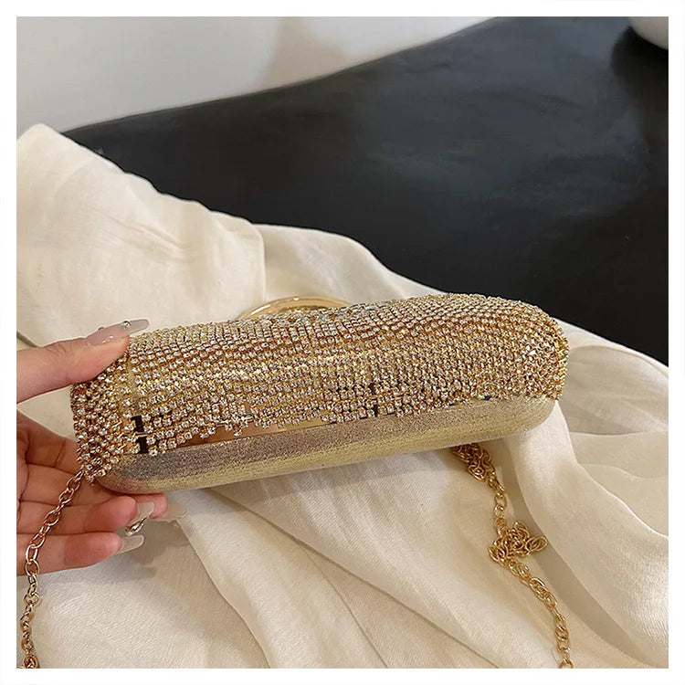 Bolsas de banquete femininas luxuosas, novas bolsas de noite com borlas cravejadas de diamantes, bolsa de casamento feminina, vestido, bolsa de festa com miçangas