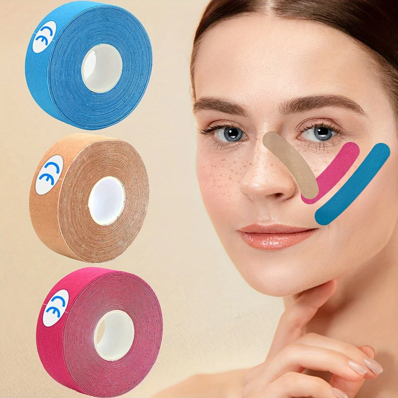Fita elástica para lifting facial - levanta instantaneamente papadas flácidas, pele do pescoço e queixo duplo para uma linha de mandíbula em V definida - reutilizável - 0,98 x 196,85 polegadas