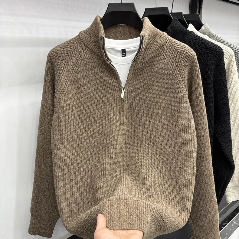 Men's Sweater Half Zipper Winter Thick Korean Edition Casual Loose Stand Up Collar Undercover