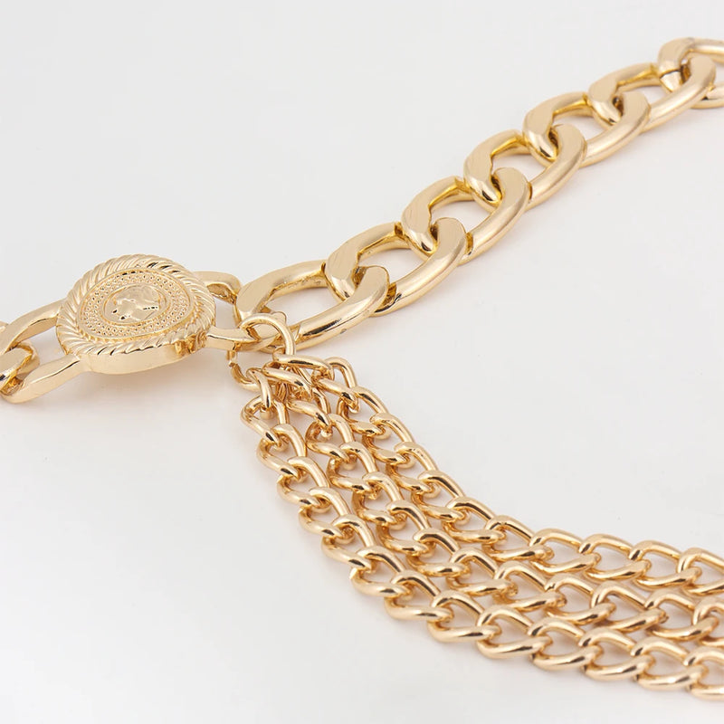 Metallic ladies punk waist chain Fringe chain Body chain waist trim dress Sexy belt accessories riemen voor vrouwen cinturones