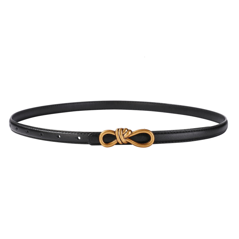 Korea Women Genuine Leather Knotted Thin Waist Belt Fashion Geometric Butterfly Gold Buckle Adjustable Corset Belt For Women