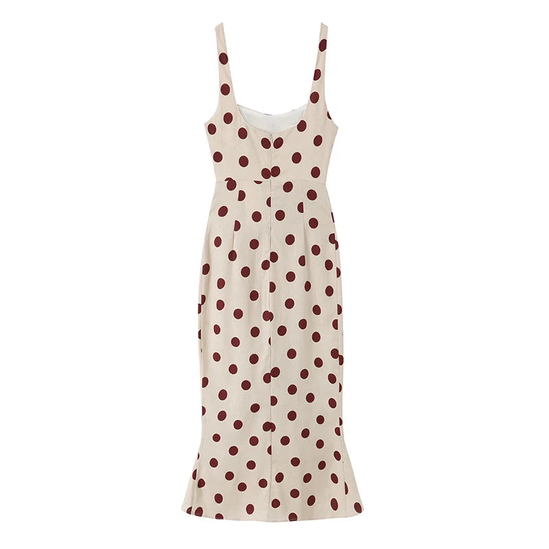 Women's Dress 2026 Summer New White Polka Dot Spaghetti Strap Dress with Irregular Hem Elegant and Stylish Vacation Style