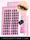 Kit de cílios postiços GROINNEYA faça você mesmo, cílios de manga de 10 a 18 mm, bandeja mista, conjuntos de cílios individuais, kit com cílios postiços faça você mesmo