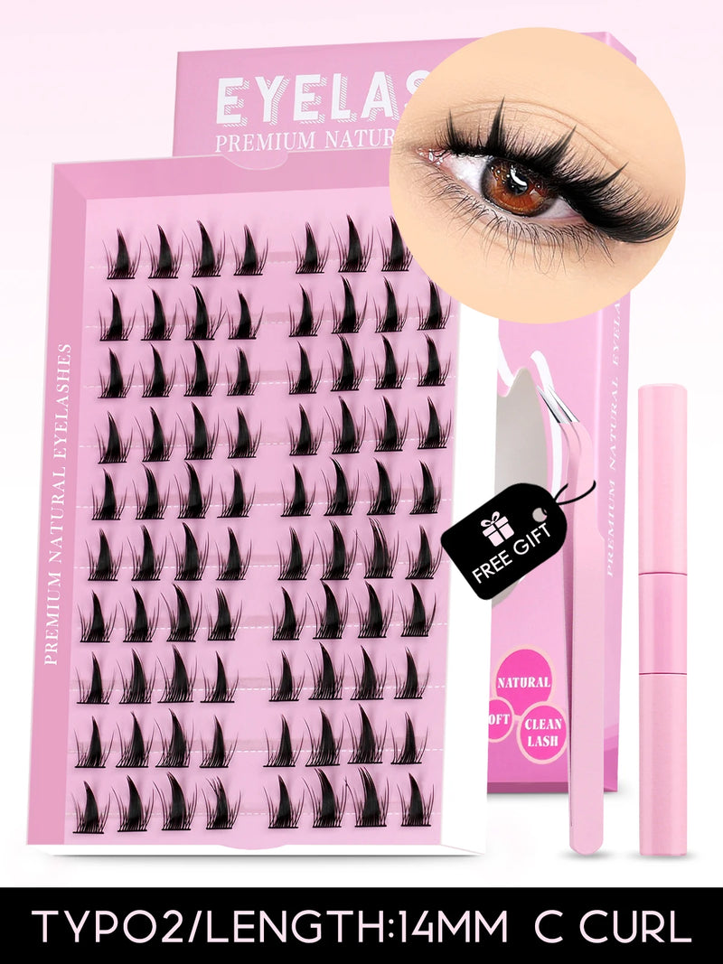 Kit de cílios postiços GROINNEYA faça você mesmo, cílios de manga de 10 a 18 mm, bandeja mista, conjuntos de cílios individuais, kit com cílios postiços faça você mesmo