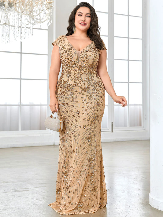 Elegante champanhe vestido de noite para as mulheres longo 2025 luxo sereia formal lantejoulas baile de formatura casamento dama de honra festa cocktail vestidos - CRAVO ROSE