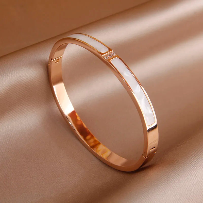 316L Stainless Steel Metal Classic Flower Bangles for Women Fashion Brand Jewelry Delicate Bowknot Bracelets Accessories