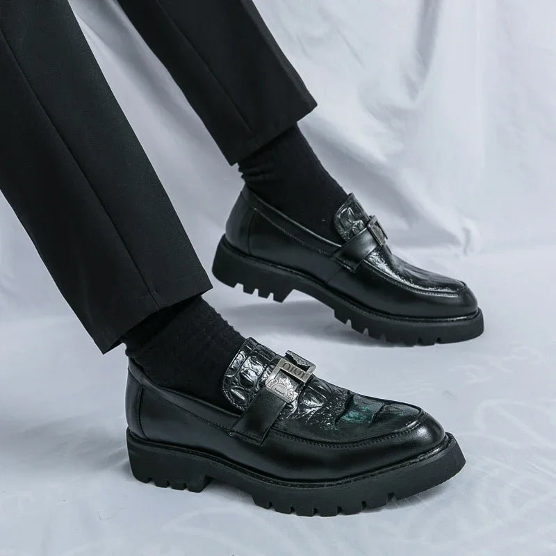 Mens Loafers Party Business Thick Soled Men Leather Shoes Dress Platform Shoes Comfortable Fashion New Casual Shoes for Men