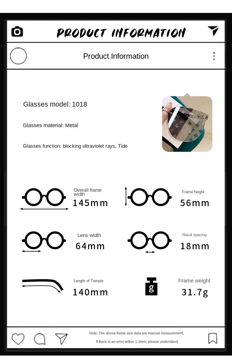 New European And American Style Half-frame Metal Sunglasses Fashion Slim Women's Sunglasses Anti-uv Glasses