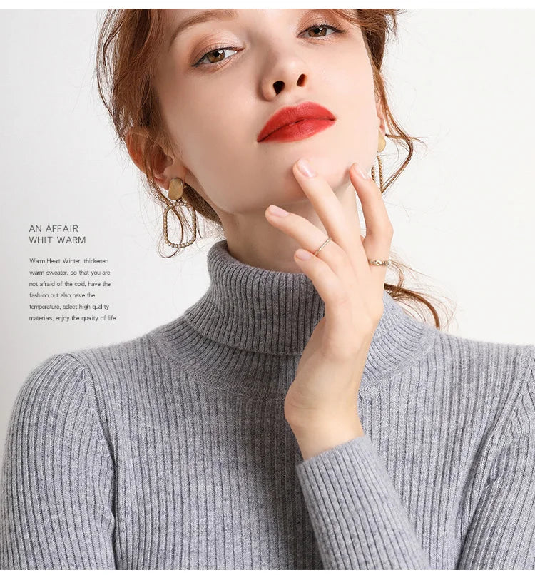 Heliar Women Fall Turtleneck Sweater Knitted Soft Pullovers Cashmere Jumpers Basic Soft Sweaters For Women 2026 Autumn Winter