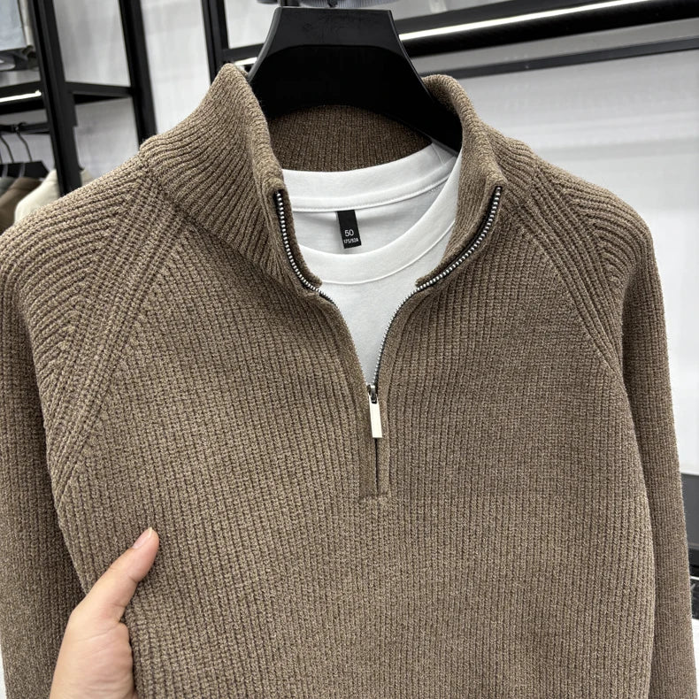 Men's Sweater Half Zipper Winter Thick Korean Edition Casual Loose Stand Up Collar Undercover