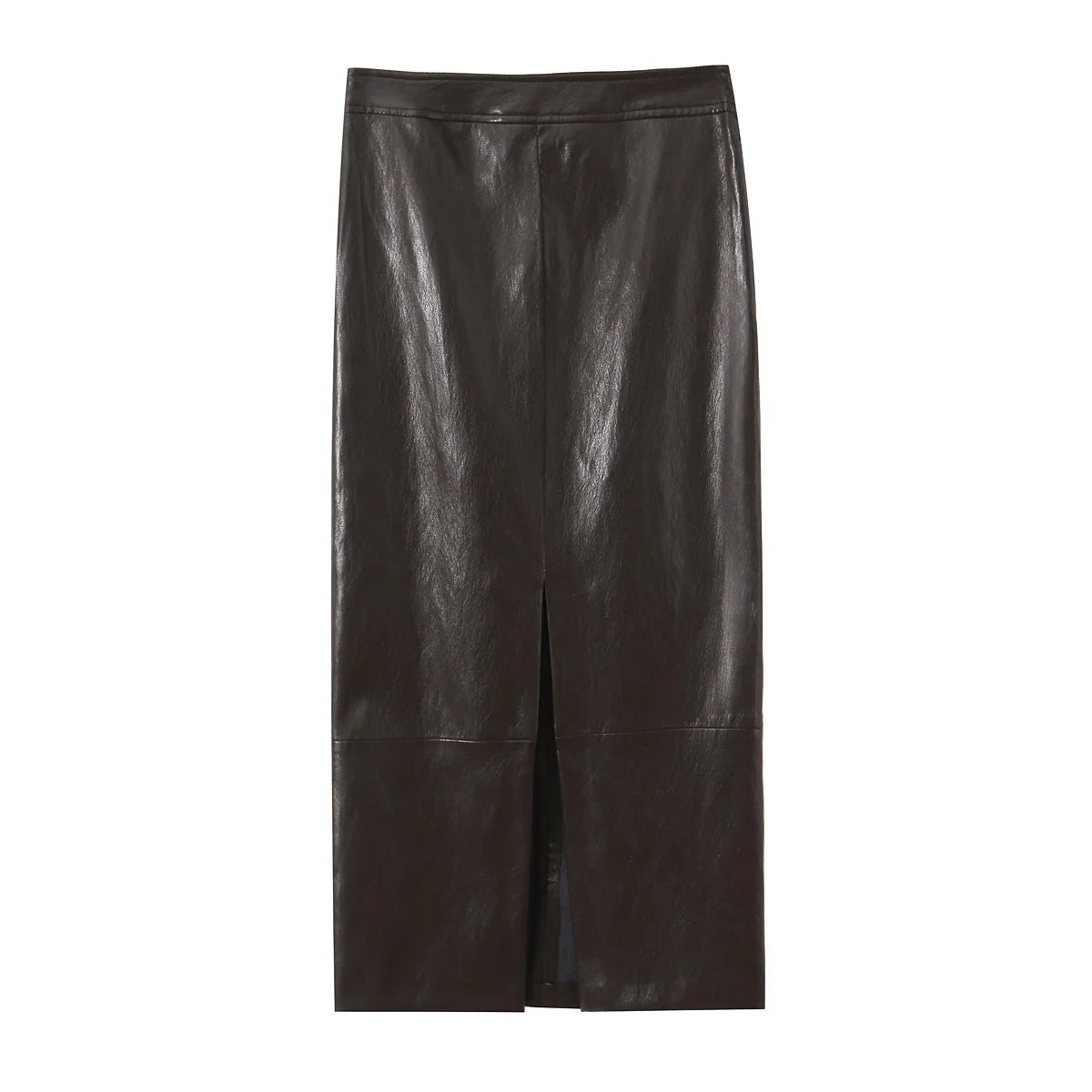 NLZGMSJ Vintage Faux Leather Casual Women Solid Suit O-Neck Zipper Belt Vest Zipper Long Straight Skirt Fashion 2026 Spring Sets