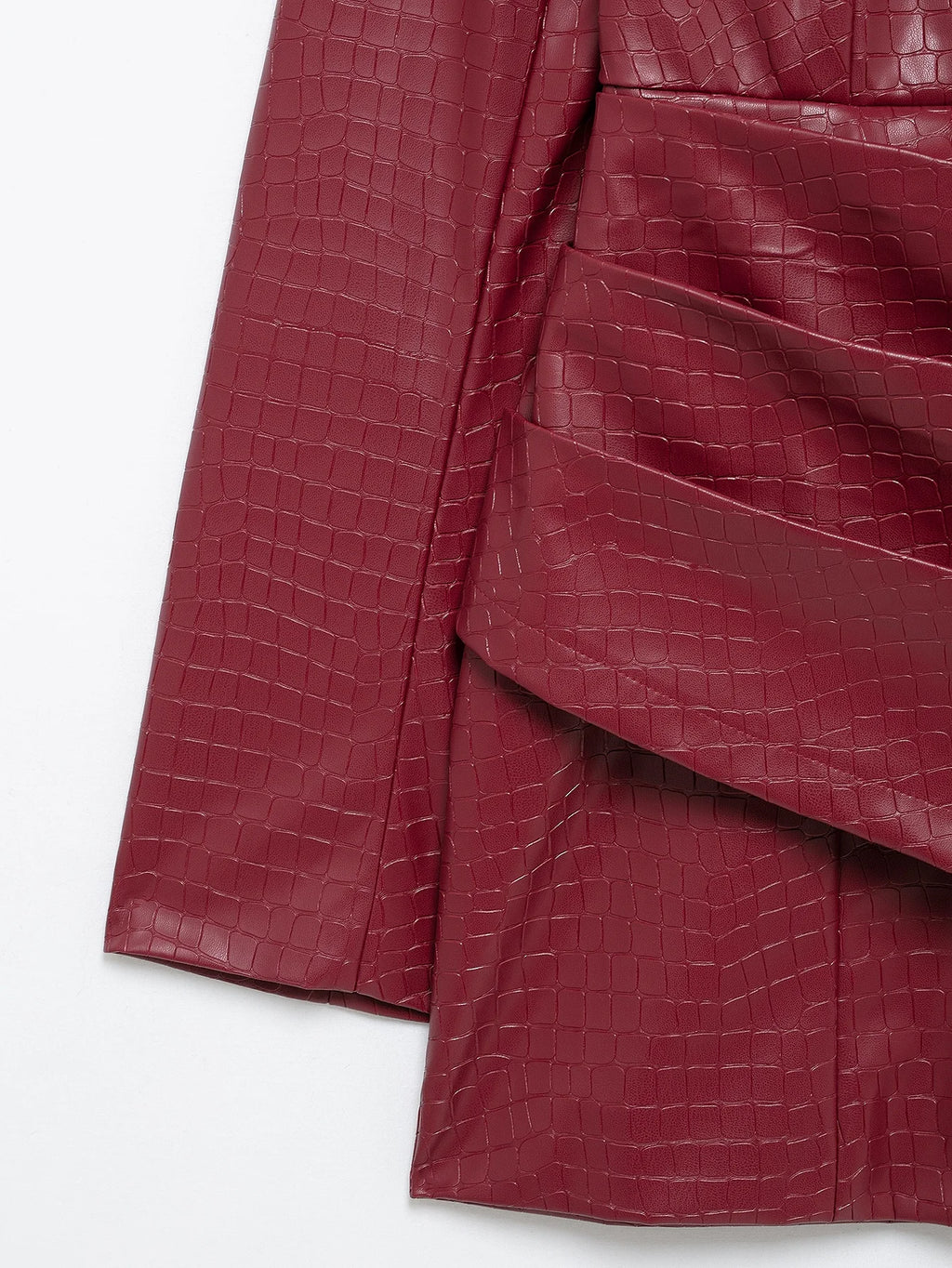 Vestido de festa feminino TRAFZA Sexy Couro Sólido Vermelho Manga Longa Mini Bainha Inverno Noite Clube Vestido