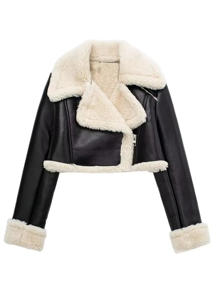 Willshela Women Fashion Solid Front Zipper Jackets Vintage Lapel Neck Long Sleeves Female Chic Lady Outfits