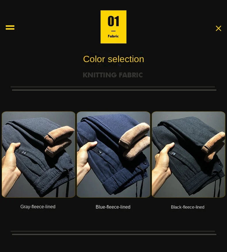 Korean Fashion Fleece Plush Mens Casual Full Length Elastic Waist Autumn and Winter Thickened Drawstring Sports Joggers Trousers