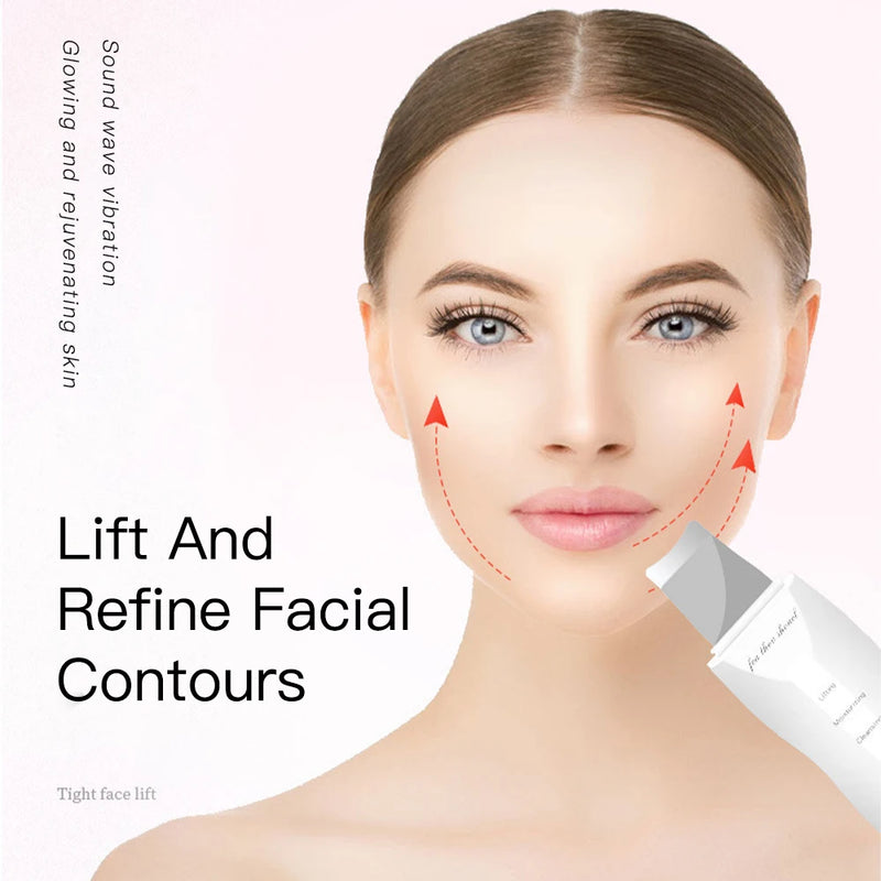 Esfoliante ultrassônico para pele, peeling, removedor de cravos, limpeza profunda do rosto, limpador de poros de acne, pá facial, limpador EMS de microcorrente