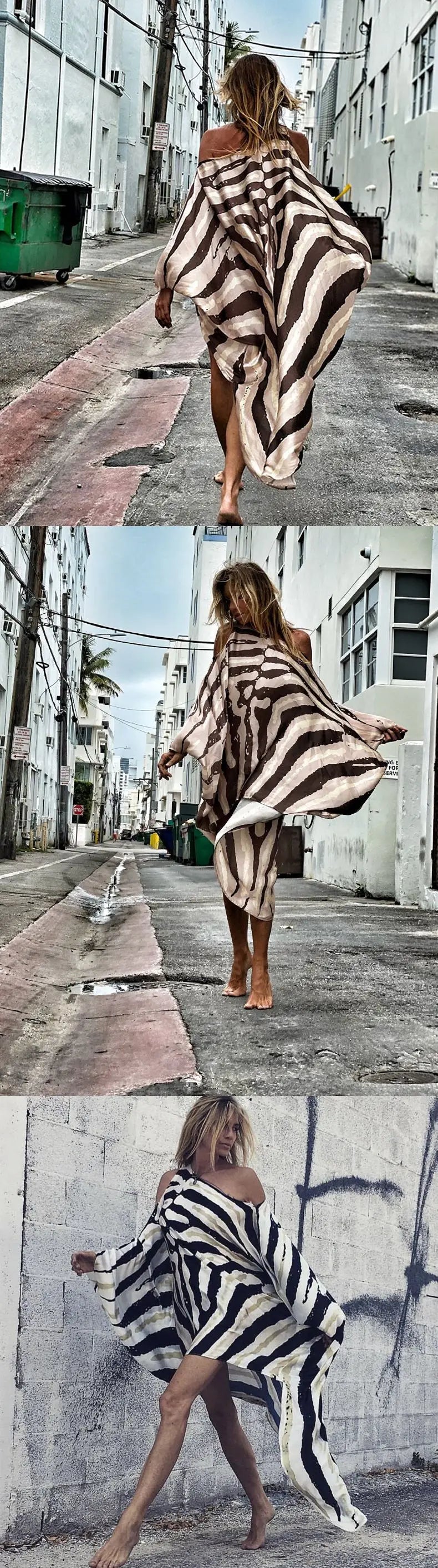 Printed Dresses Women 2025 Summer New Sloping Shoulders Loose Casual Beach Vacation Irregular Dress Fashion Beachwear Vestidos