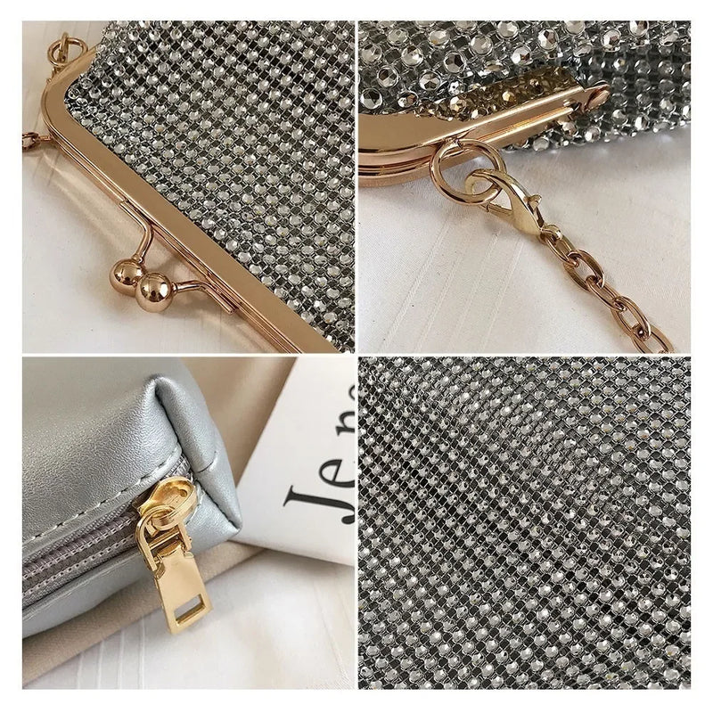 Bolsa de Ombro Corrente Palha Kiss Lock Shell Bolsas Femininas Vintage Designer  Crossbody
