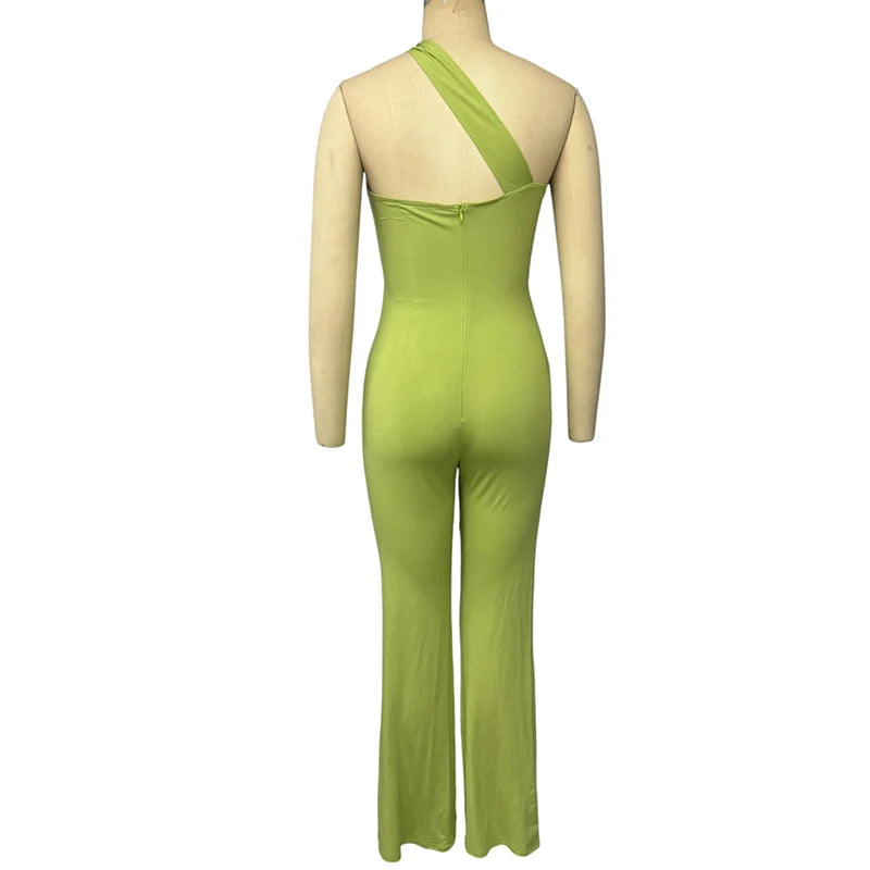 Wefads Macacão Feminino de Verão Sexy Moda Sólida Sem Mangas Irregular Oco Costas Sem Costas Cintura Fina Macacão Slim