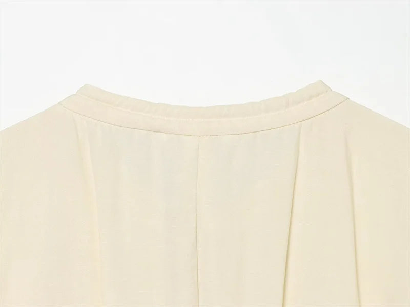 Women's Dress 2026 Summer New Beige Long-Sleeve Loose Tie-Decorated Long Dress Elegant and Graceful Beach Vacation