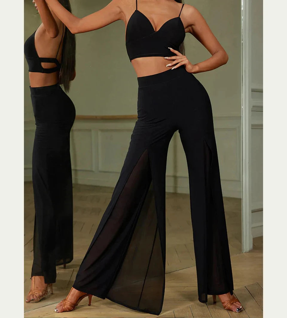 Roupas de dança latina para treinamento, performance, sexy, malha, estampa de leopardo, calças de dança, calças de tiro alto, femininas, roupa de dança, palco moderno