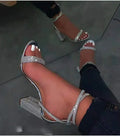 Sandálias de Salto Alto Mulheres Strass Sexy Transparente Sandálias de Salto Alto Feminino Novos Sapatos de Festa de Verão Senhoras Bombas Plus Size