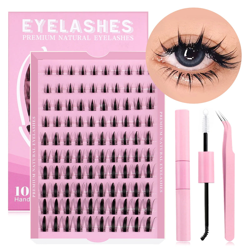 Kit de cílios postiços GROINNEYA faça você mesmo, cílios de manga de 10 a 18 mm, bandeja mista, conjuntos de cílios individuais, kit com cílios postiços faça você mesmo