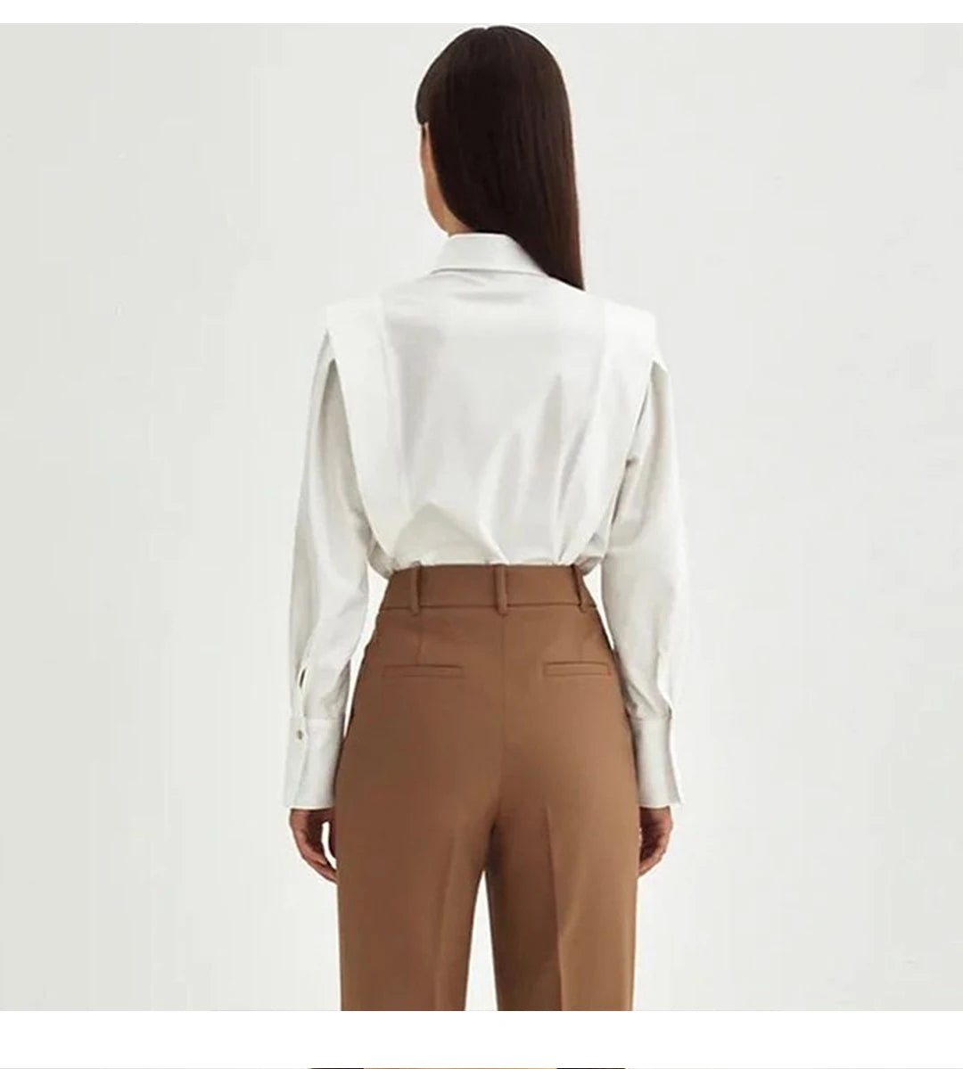 CH Womens CH Logo Embroidered Shirt Long Sleeve Structured Shoulder Office Blouse Fashion Button Down Top