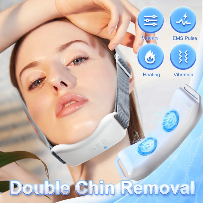 Removedor de queixo duplo, vibração, queixo para cima, massageador facial em V, levantador facial EMS, dispositivo de beleza, cinto modelador de lifting facial em V
