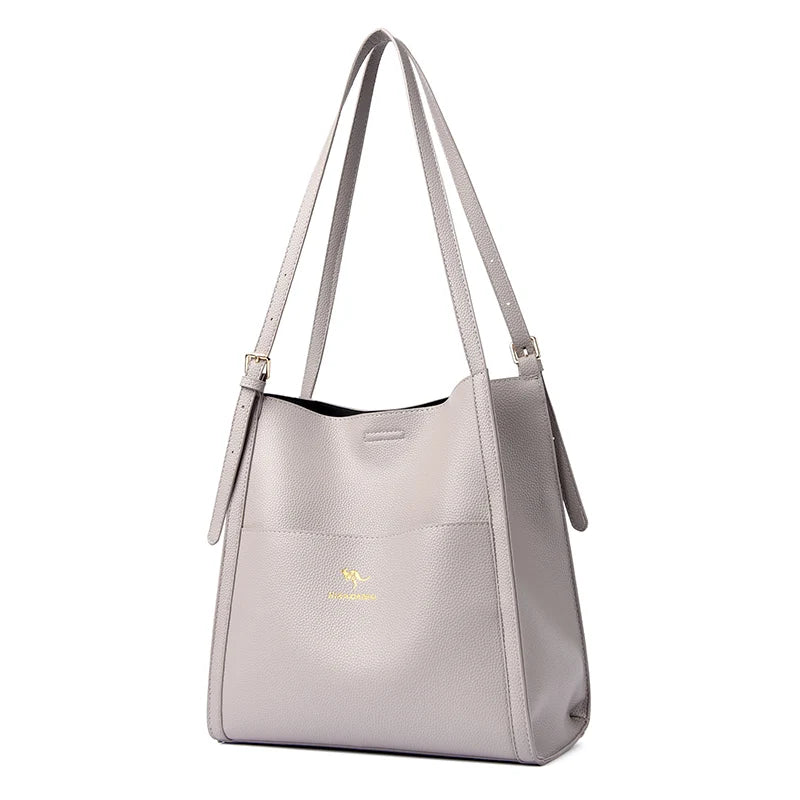 Bolsa de ombro feminina de couro de luxo, bolsa tiracolo fashion com axilas, bolsa carteiro para compras, bolsa grande de capacidade
