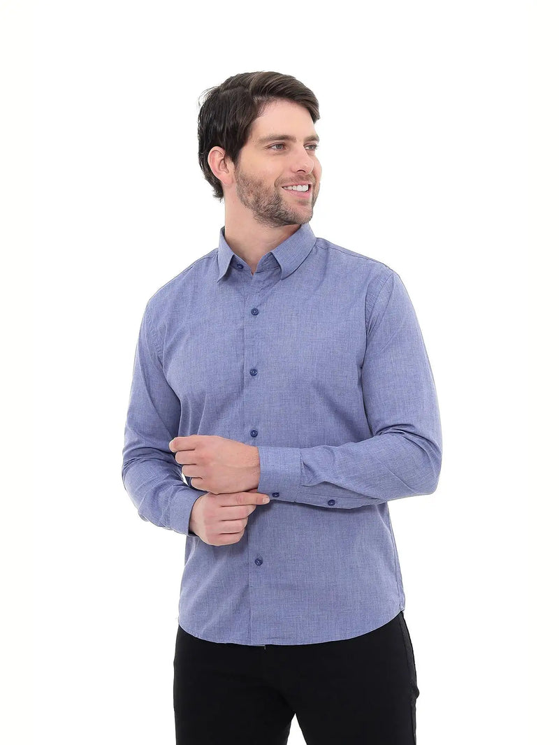 Cobalt Blue Linen Premium Men's Social Shirt