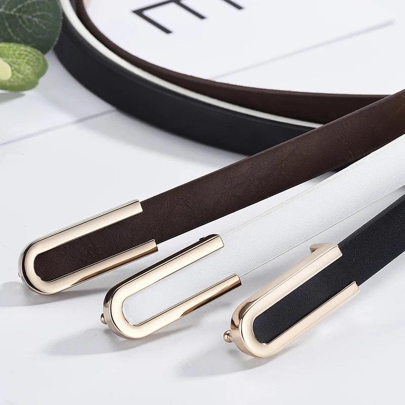 Women's Belt Fashion U-shaped Snap Button Thin Belt Versatile in All Seasons and Simple Youth Belt Paired with Jeans Women Belt - CRAVO ROSE