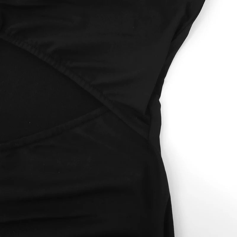 Black Sexy Autumn Dresses Women Fashion New Streetwear Long Sleeves Turtleneck Dress Hollow Out Lady Casual Slim Dress Clothing