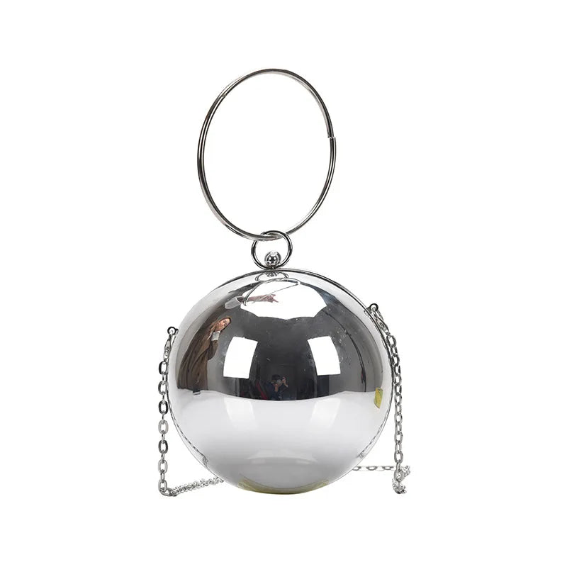 Luxury Women Round Ball Evening Bag 2024 Fashion Smooth Bright Surface Clutch Bag Ladies Crossbody Bag Party Chain Handbag Purse