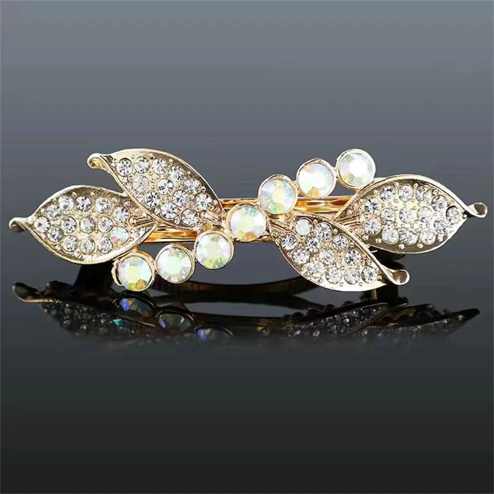 Korean Shiny Rhinestone Hair Clip for Girls Women Fashion Sweet Exquisite Pearl Flower Hairpin Hair Claw Hair Accessories