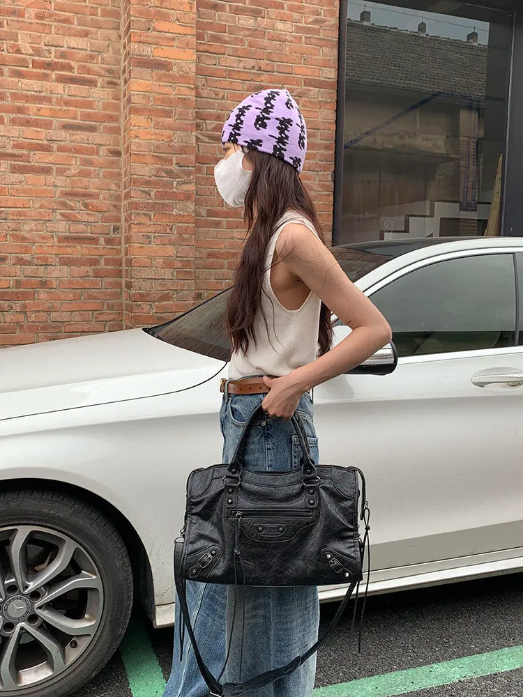 City Motorcycle Shoulder Bag Tote Bag for Women Luxury Designer 2026 Autumn and Winter handbag crossbody Large Capacity