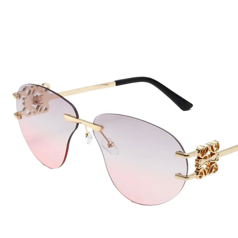 Special-shaped Oversized Rimless Sunglasses Women Brand Designer Shades Eyewear Pilot Sun Glasses Female UV400 Oculos De Sol