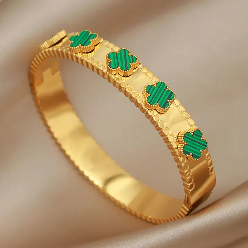 316L Stainless Steel Metal Classic Flower Bangles for Women Fashion Brand Jewelry Delicate Bowknot Bracelets Accessories