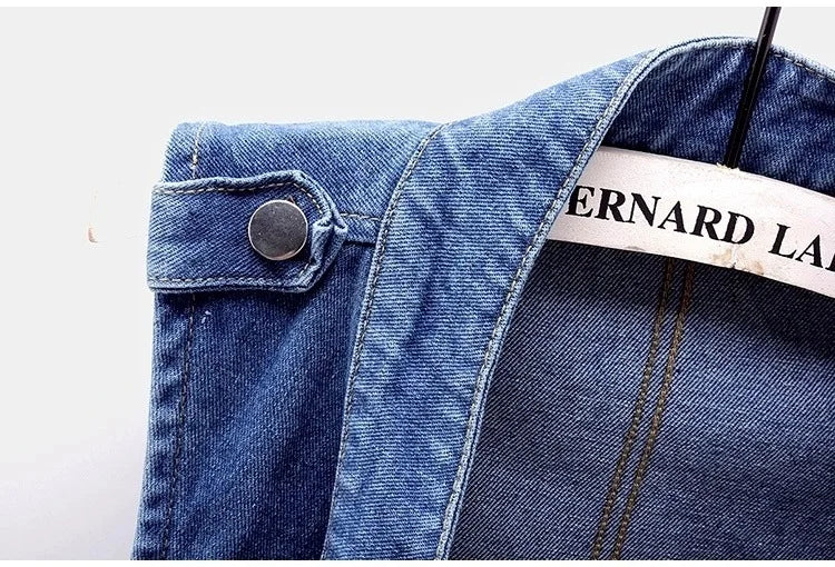 HLJ&GG Blue Fashion Denim Rivet Double-breasted Sleeveless Coats Women Lapel Slim Cowboy Vest Autumn New Tops Streetwear 2025