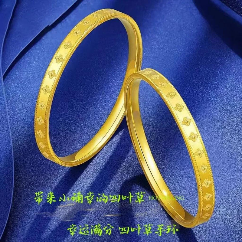 Real gold 24K bracelet 999 gift pure gold rich woman AU750 bracelet jewelry four-leaf clover womens jewelry - CRAVO ROSE