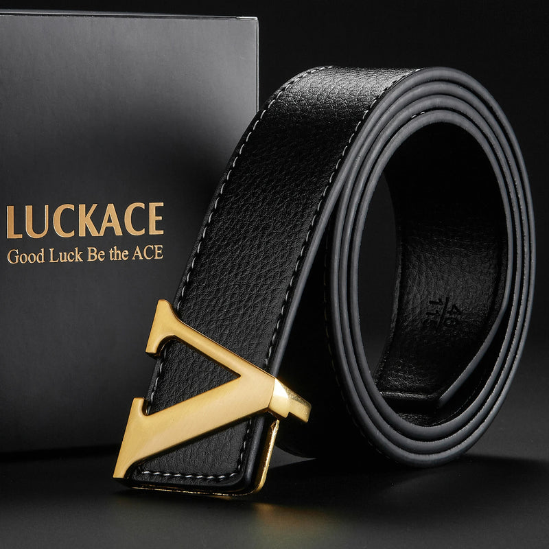 Cinto de design LUCKACE para homens, moda feminina, luxo, letras, fivela lisa, liga, fivela em V, cintos de couro, presentes, cintura