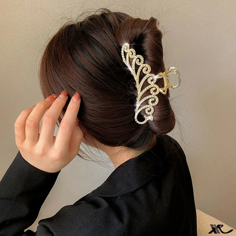 2025 Must-Have! Elegant Gold Hollow Geometric Hair Claw, Vintage Women's Hair Clip, Headband Hairpin & Crab Hair Accessory