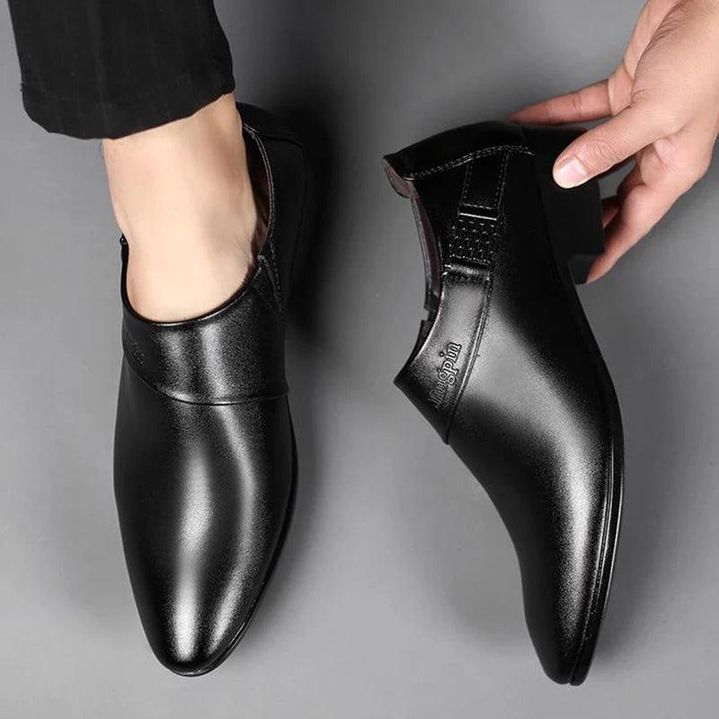 Luxury Men Leather Shoes Formal Dress Shoes for Male Plus Size Party Wedding Office Work Shoes Slip on Business Casual Oxfords - CRAVO ROSE