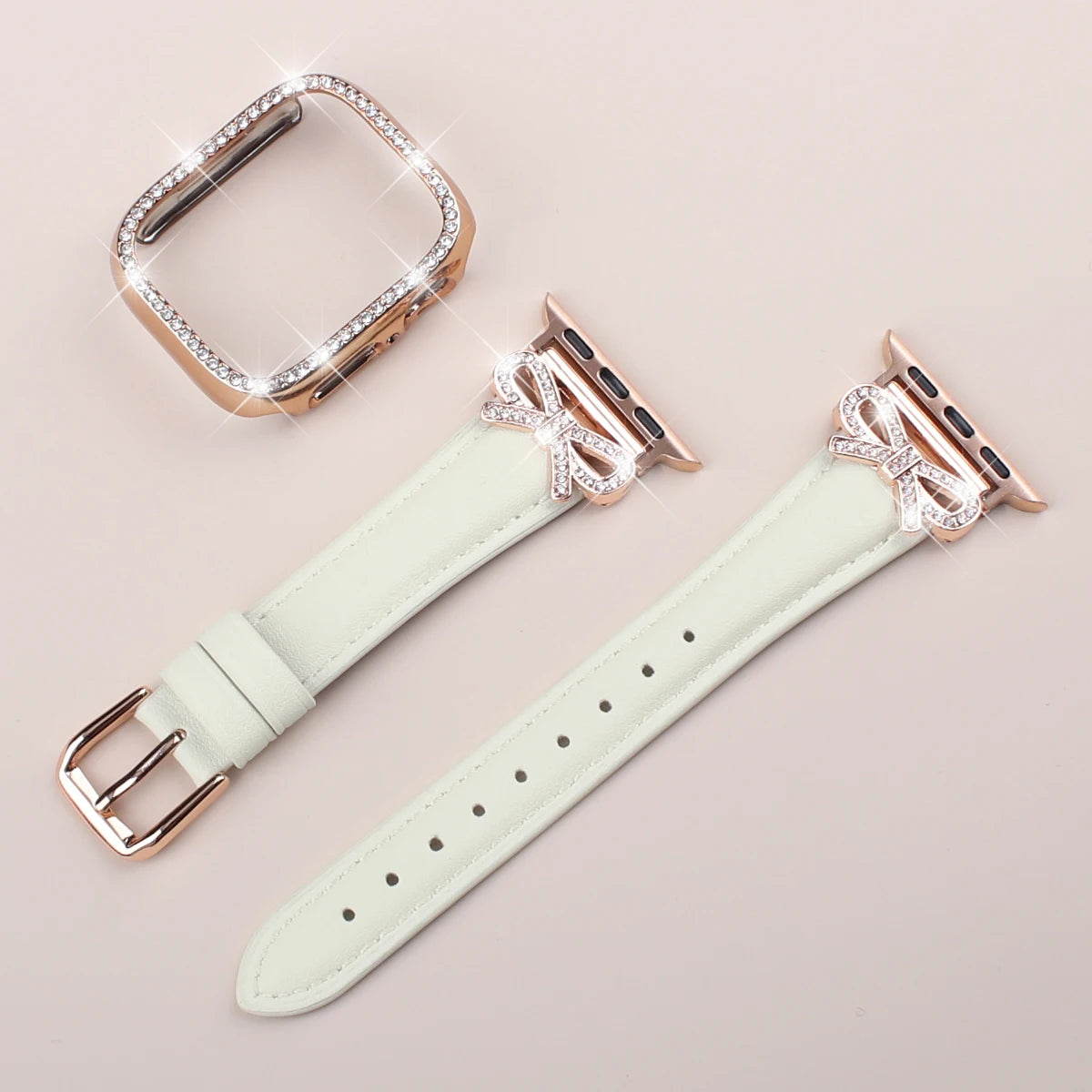Bow strap+Diamond case for Apple Watch 40/41/42/44/45/46/49 For Fashion+Elegant Women's iWatch series11 10 987 654 accessories