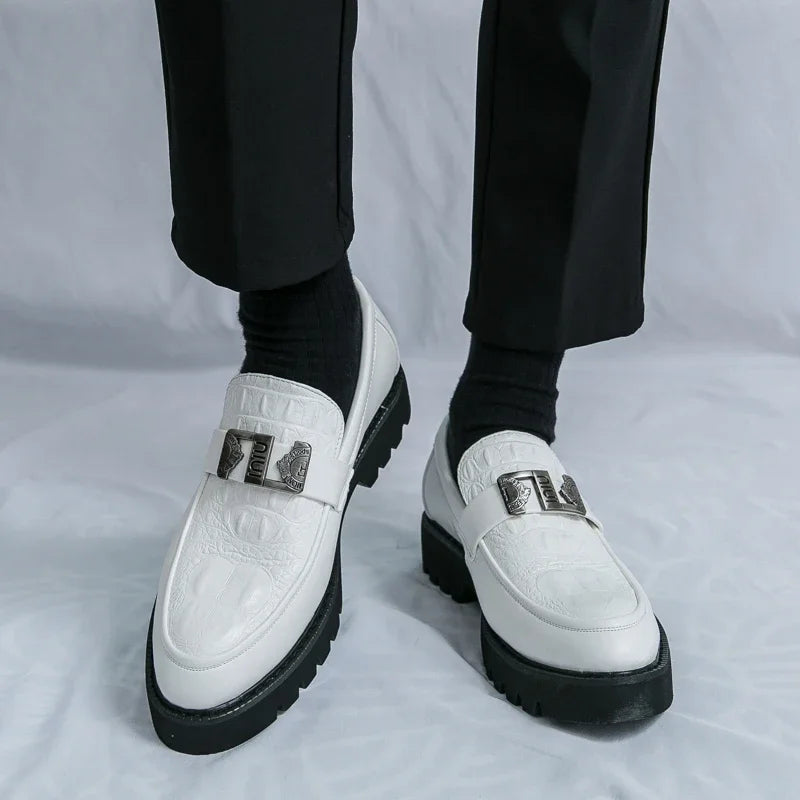 Mens Loafers Party Business Thick Soled Men Leather Shoes Dress Platform Shoes Comfortable Fashion New Casual Shoes for Men