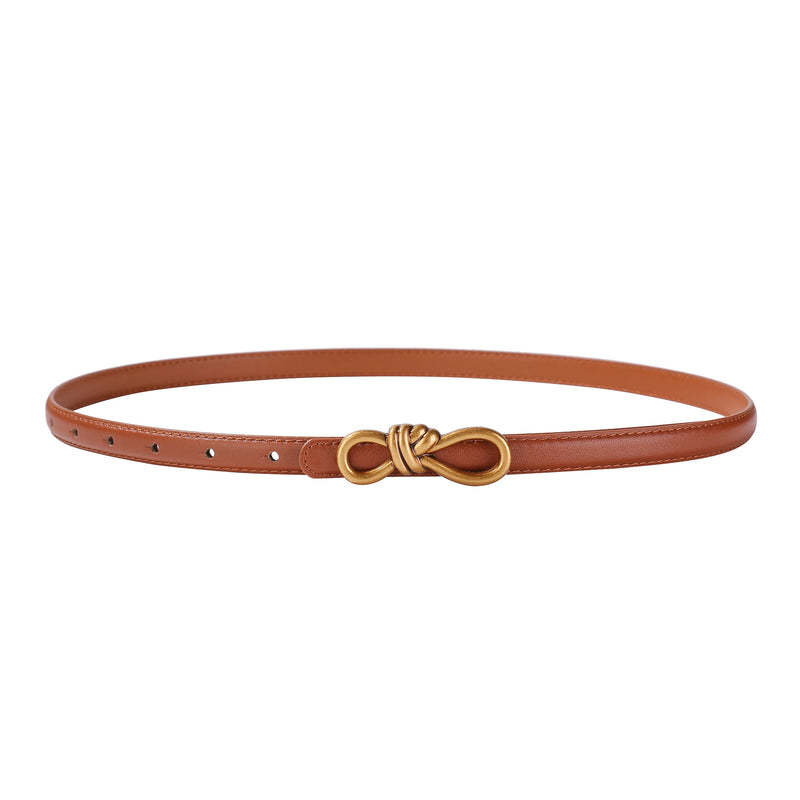 Korea Women Genuine Leather Knotted Thin Waist Belt Fashion Geometric Butterfly Gold Buckle Adjustable Corset Belt For Women
