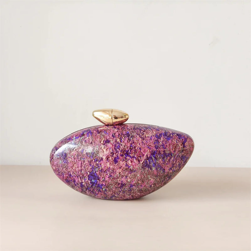Shell Brand Pearl Brown Marble Acrylic Box Clutches Evening Bag Wedding Party  Female Mini Purse Evening Female Bridal Handbag