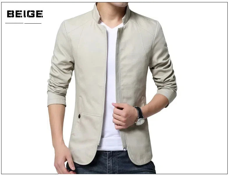 New Spring Standing Collar Washed Jacket for Men Clothing Coats Slimming Cotton Drape